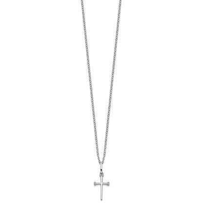 White Ice Sterling Silver Rhodium-plated 18 Inch Diamond Cross Necklace with 2 Inch Extender