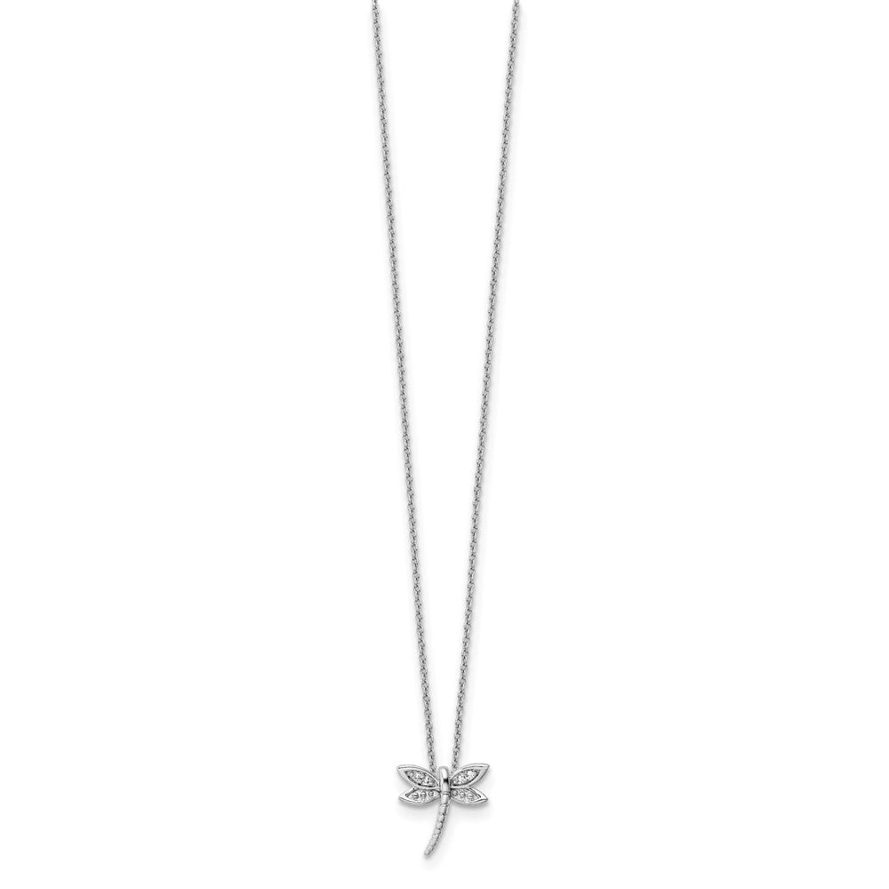 White Ice Sterling Silver Rhodium-plated 18 Inch Diamond Dragonfly Necklace with 2 Inch Extender