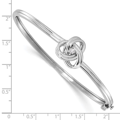 White Ice Sterling Silver Rhodium-plated Diamond Love Knot Hinged Bangle Bracelet