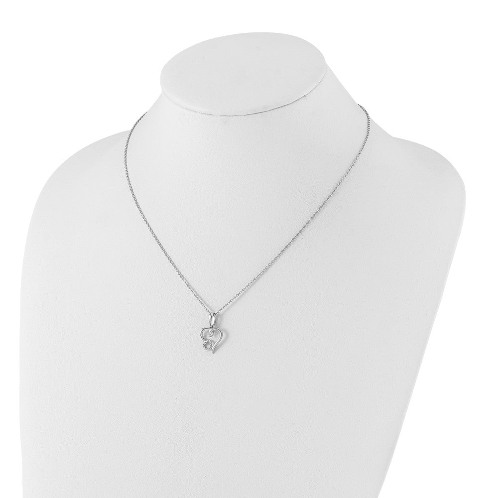 White Ice Sterling Silver Rhodium-plated 18 Inch Diamond Hearts Necklace with 2 Inch Extender