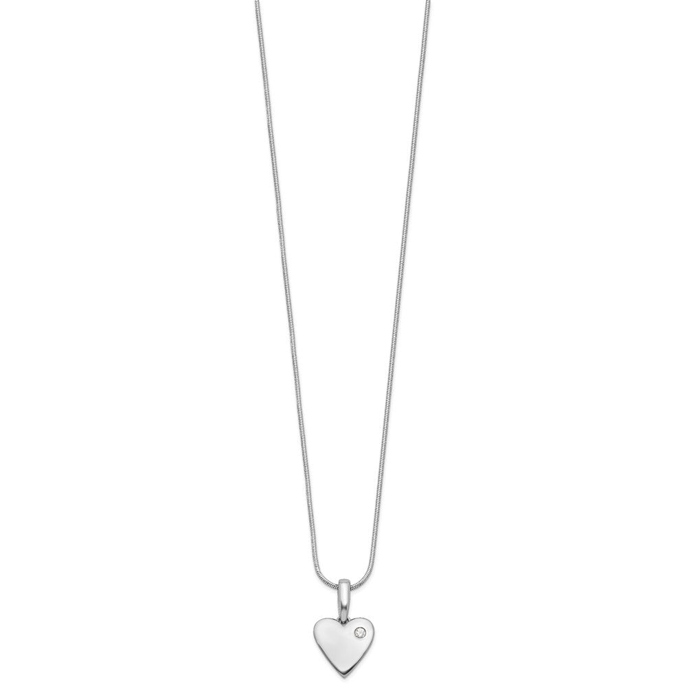 DSS Sterling Silver Rhodium-plated 18 Inch Diamond Heart Necklace with 2 Inch Extender