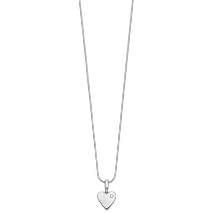 DSS Sterling Silver Rhodium-plated 18 Inch Diamond Heart Necklace with 2 Inch Extender