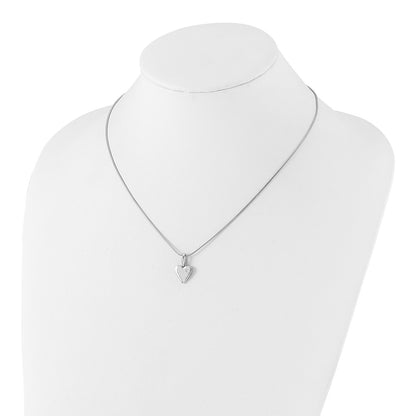 DSS Sterling Silver Rhodium-plated 18 Inch Diamond Heart Necklace with 2 Inch Extender