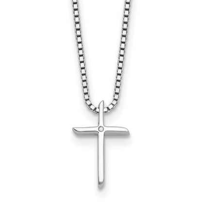 White Ice Sterling Silver Rhodium-plated 18 inch Diamond Cross Necklace plus 2 inch Extender