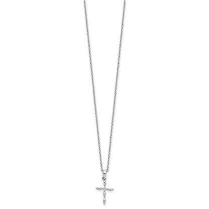 White Ice Sterling Silver Rhodium-plated 18 inch Diamond Cross plus 2 inch Extender