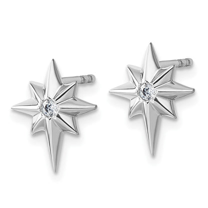 White Ice Sterling Silver Rhodium-plated Star with Diamond Post Earrings