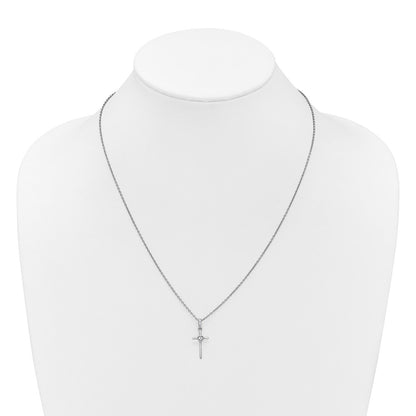 White Ice Sterling Silver Rhodium-plated 18 inch Diamond Cross and Heart Necklace plus 2 inch Extender