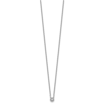 White Ice Sterling Silver Rhodium-plated 18 inch Beaded Circle with Diamond Necklace plus 2 inch Extender