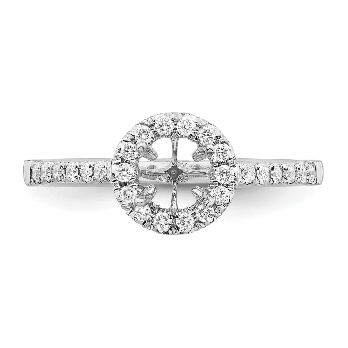 True Origin 14K White Gold 1/4 carat Lab Grown Diamond VS  D E F  Semi Mount Round Halo Engagement Ring