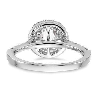 True Origin 14K White Gold 1/2 carat Lab Grown Diamond VS  D E F  Semi Mount Round Halo Engagement Ring