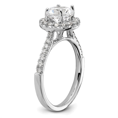 True Origin 14K White Gold 1/2 carat Lab Grown Diamond VS  D E F  Semi Mount Round Halo Engagement Ring