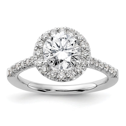 True Origin 14K White Gold 1/2 carat Lab Grown Diamond VS  D E F  Semi Mount Round Halo Engagement Ring