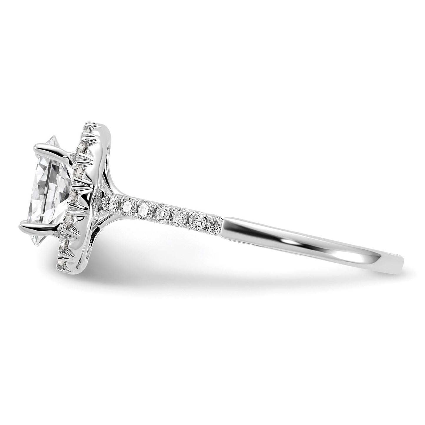 True Origin 14K White Gold 3/8 carat Lab Grown Diamond VS  D E F  Semi Mount Oval Halo Engagement Ring