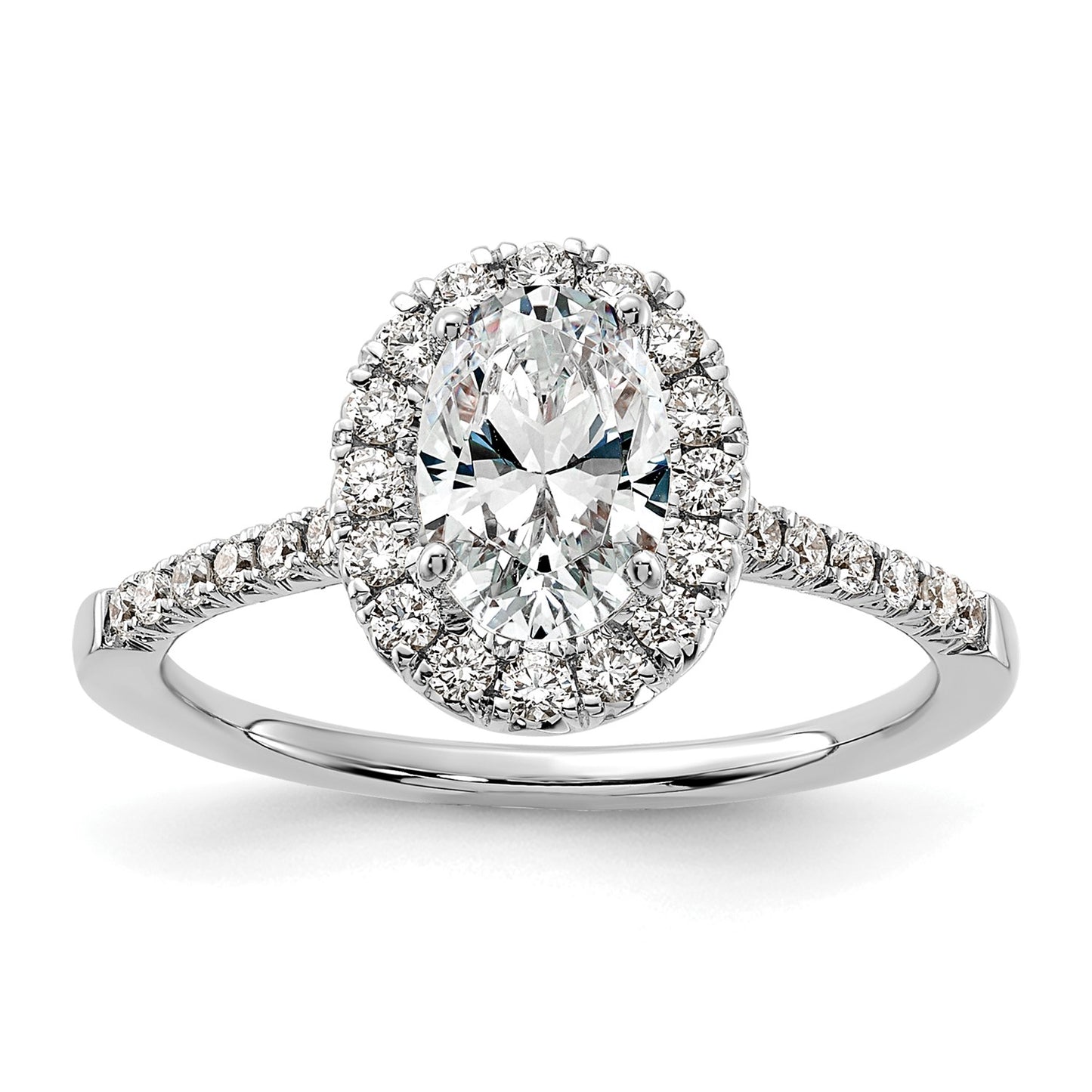 True Origin 14K White Gold 3/8 carat Lab Grown Diamond VS  D E F  Semi Mount Oval Halo Engagement Ring