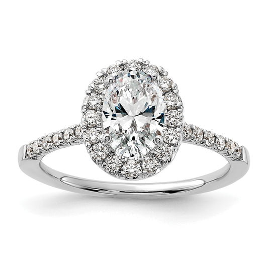 True Origin 14K White Gold 3/8 carat Lab Grown Diamond VS  D E F  Semi Mount Oval Halo Engagement Ring