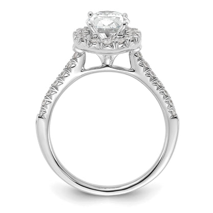 True Origin 14K White Gold 1/2 carat Lab Grown Diamond VS  D E F  Semi Mount Oval Halo Engagement Ring