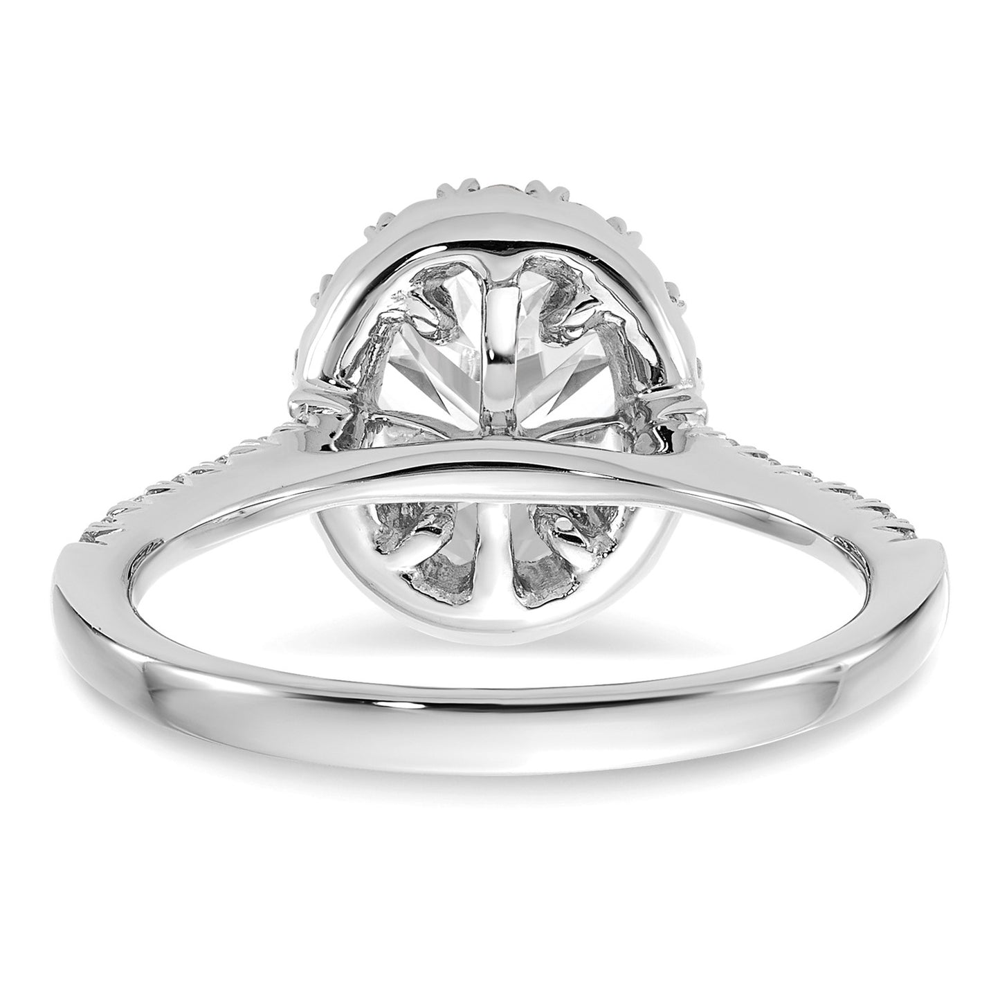 True Origin 14K White Gold 1/2 carat Lab Grown Diamond VS  D E F  Semi Mount Oval Halo Engagement Ring