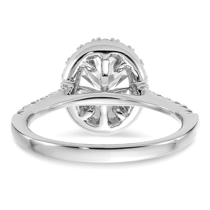 True Origin 14K White Gold 1/2 carat Lab Grown Diamond VS  D E F  Semi Mount Oval Halo Engagement Ring