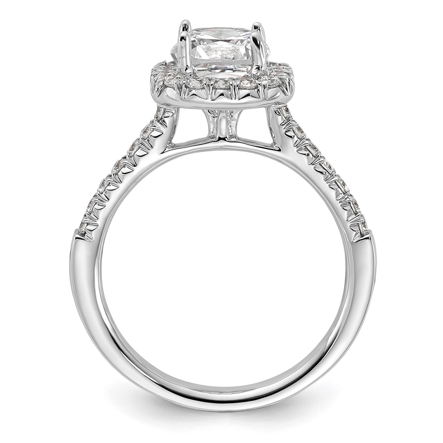 True Origin 14K White Gold 1/2 carat Lab Grown Diamond VS  D E F  Semi Mount Cushion Halo Engagement Ring