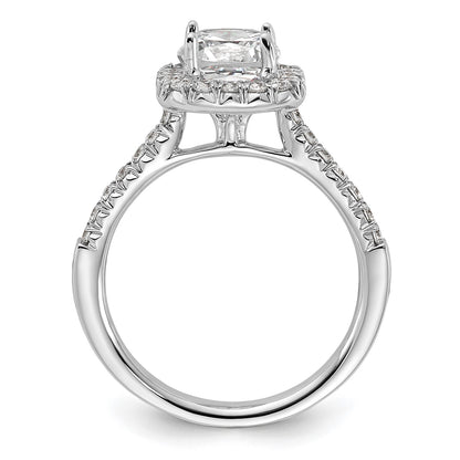 True Origin 14K White Gold 1/2 carat Lab Grown Diamond VS  D E F  Semi Mount Cushion Halo Engagement Ring