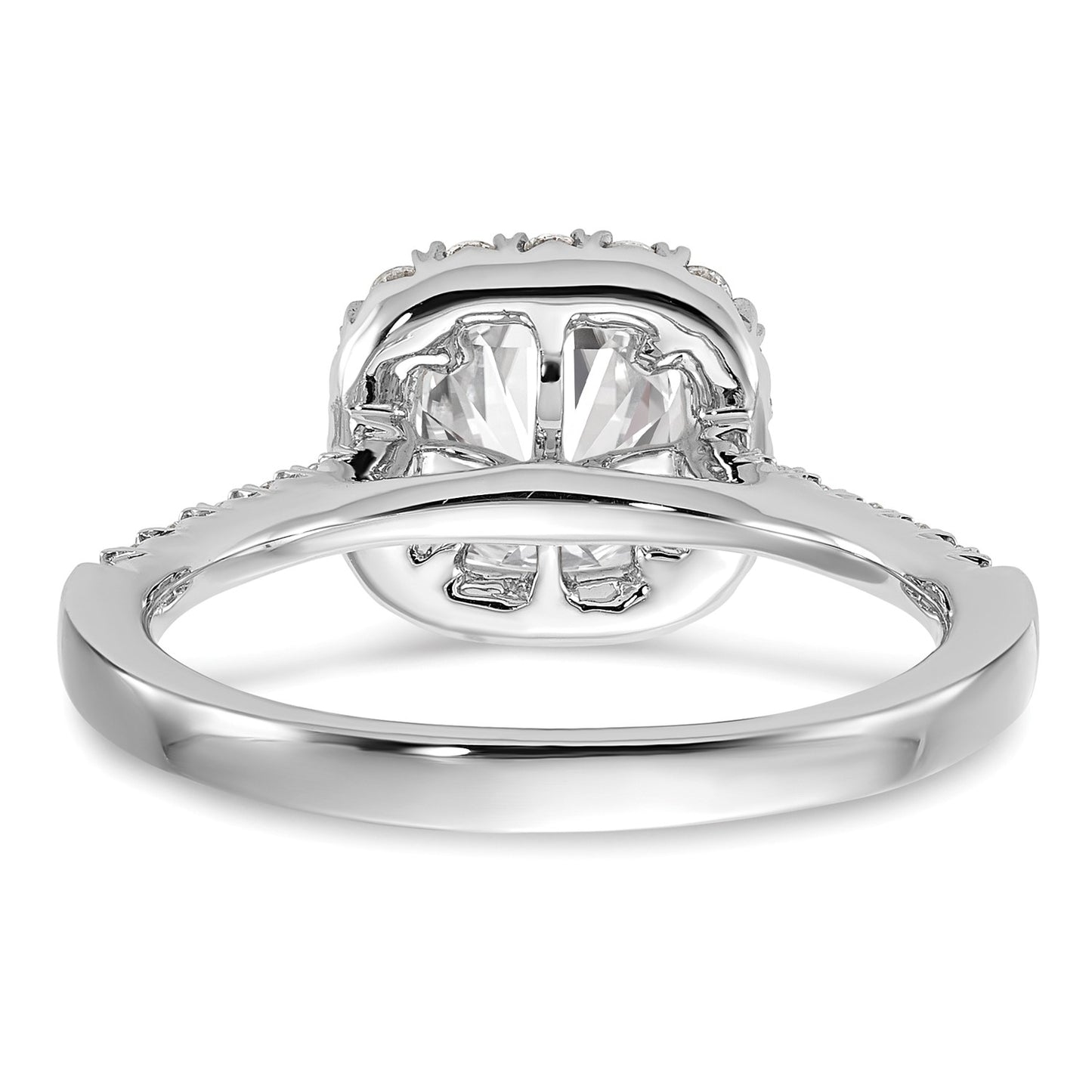 True Origin 14K White Gold 1/2 carat Lab Grown Diamond VS  D E F  Semi Mount Cushion Halo Engagement Ring