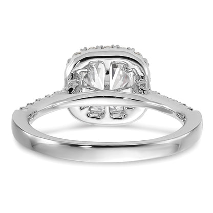 True Origin 14K White Gold 1/2 carat Lab Grown Diamond VS  D E F  Semi Mount Cushion Halo Engagement Ring