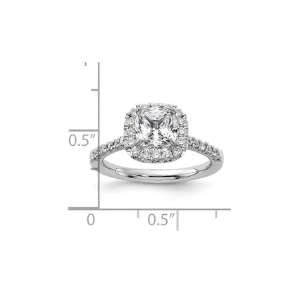 True Origin 14K White Gold 1/2 carat Lab Grown Diamond VS  D E F  Semi Mount Cushion Halo Engagement Ring