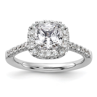 True Origin 14K White Gold 1/2 carat Lab Grown Diamond VS  D E F  Semi Mount Cushion Halo Engagement Ring