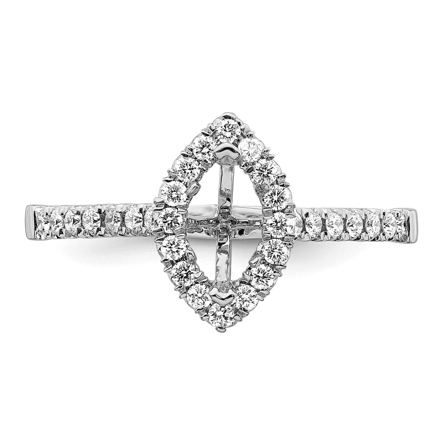 True Origin 14K White Gold 1/3 carat Lab Grown Diamond VS  D E F  Semi Mount Marquise Halo Engagement Ring