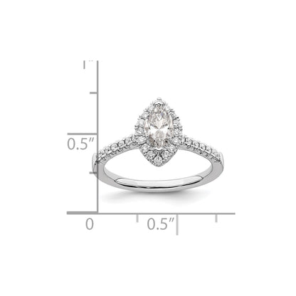 True Origin 14K White Gold 1/3 carat Lab Grown Diamond VS  D E F  Semi Mount Marquise Halo Engagement Ring