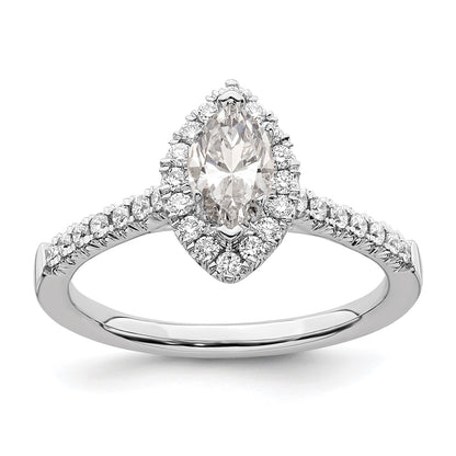 True Origin 14K White Gold 1/3 carat Lab Grown Diamond VS  D E F  Semi Mount Marquise Halo Engagement Ring