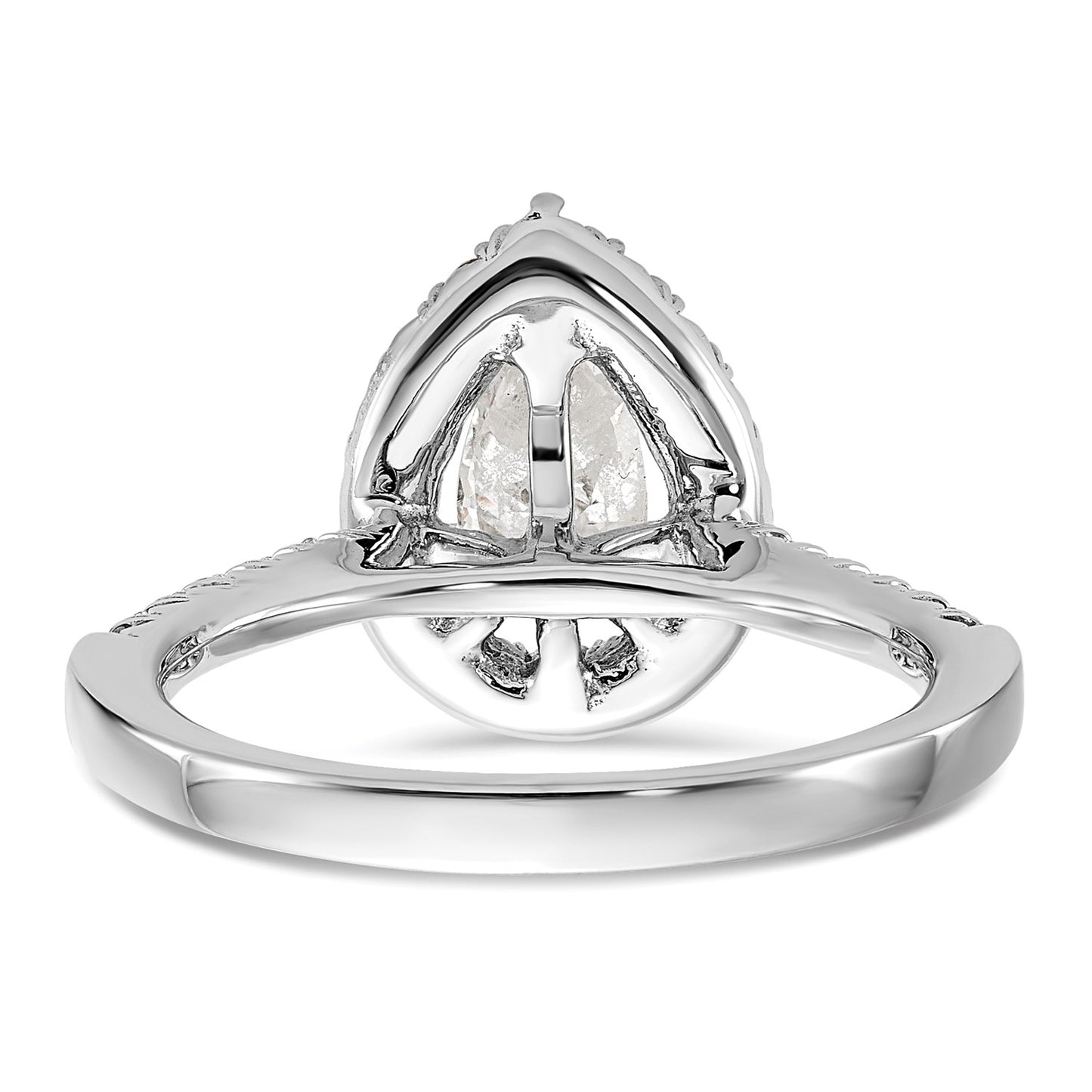 True Origin 14K White Gold 3/8 carat Lab Grown Diamond VS  D E F  Semi Mount Pear Halo Engagement Ring