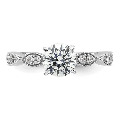 True Origin 14K White Gold 1/6 carat Lab Grown Diamond VS  D E F  Semi Mount Round Engagement Ring