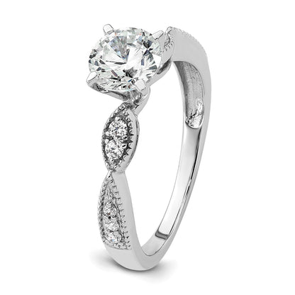 True Origin 14K White Gold 1/6 carat Lab Grown Diamond VS  D E F  Semi Mount Round Engagement Ring