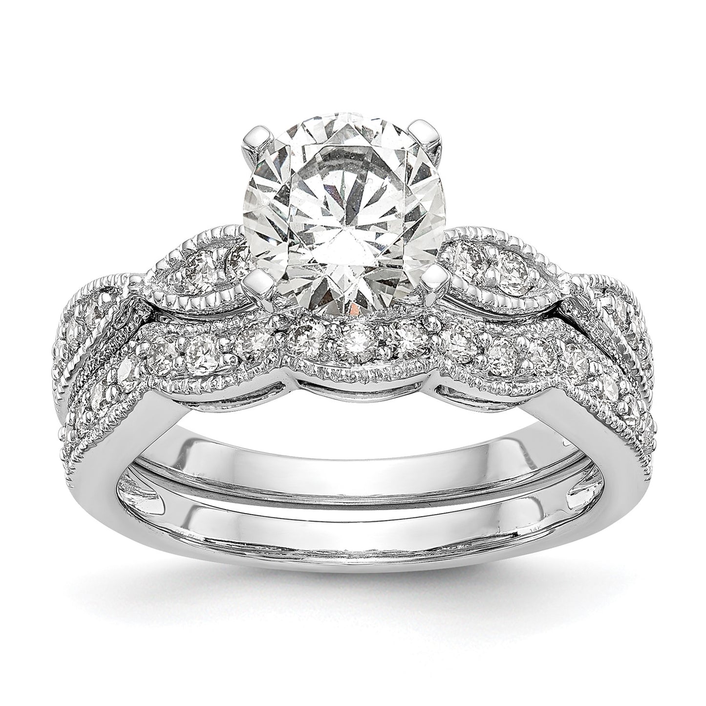 True Origin 14K White Gold 1/6 carat Lab Grown Diamond VS  D E F  Semi Mount Round Engagement Ring