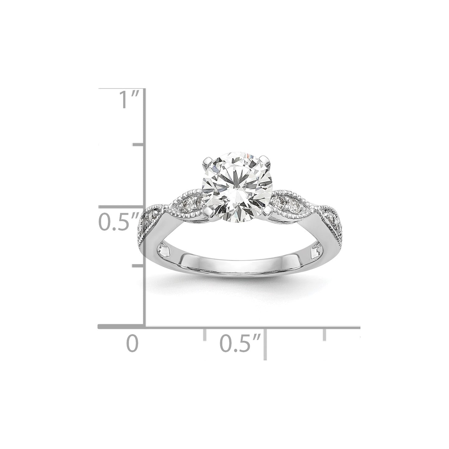 True Origin 14K White Gold 1/6 carat Lab Grown Diamond VS  D E F  Semi Mount Round Engagement Ring