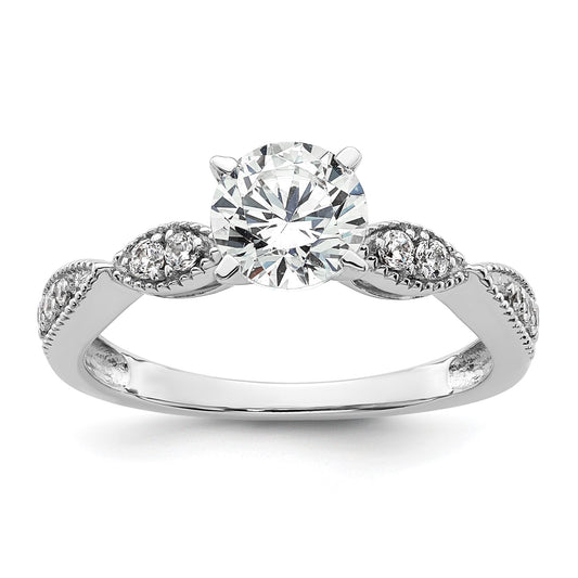 True Origin 14K White Gold 1/6 carat Lab Grown Diamond VS  D E F  Semi Mount Round Engagement Ring