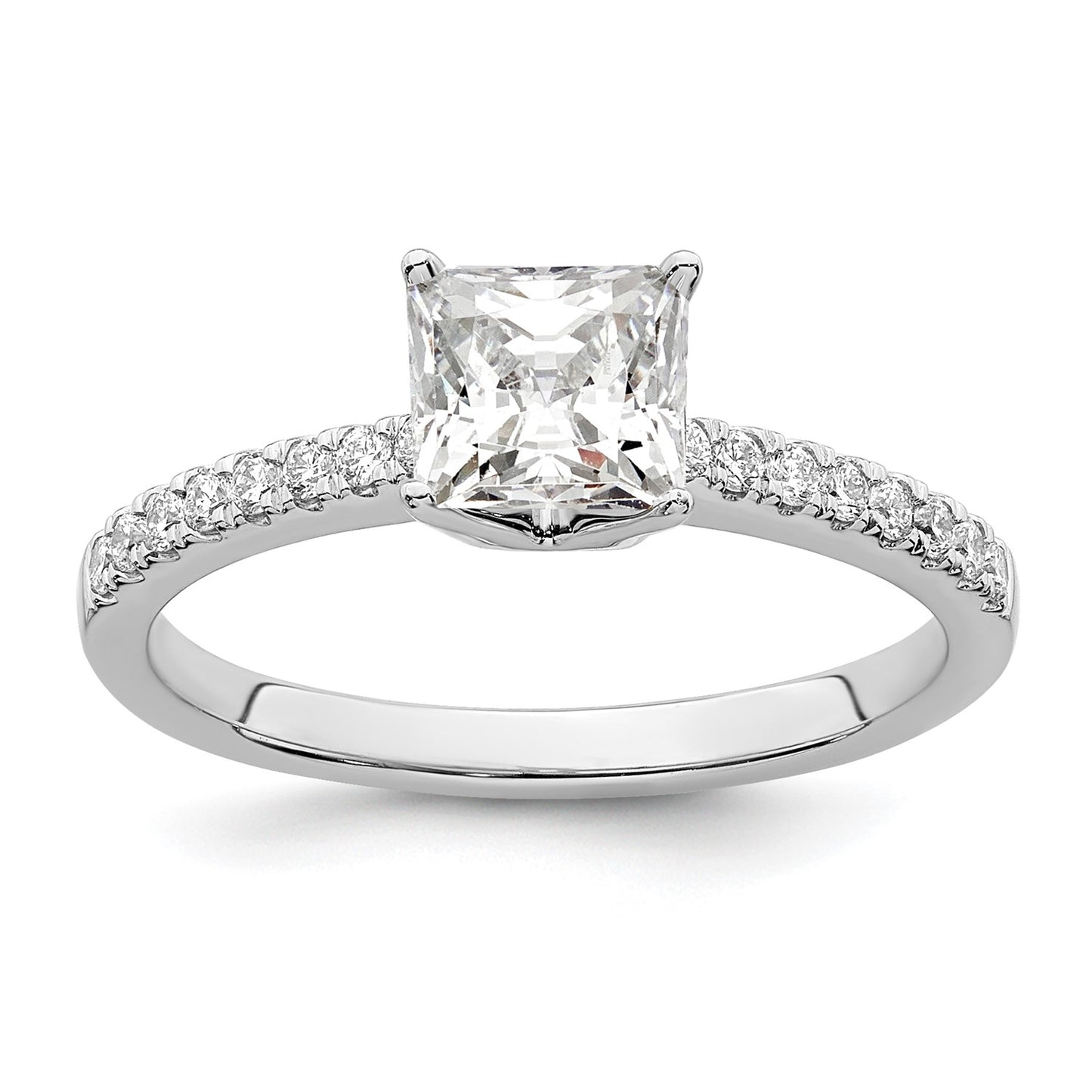 True Origin 14K White Gold 1/6 carat Lab Grown Diamond VS  D E F Semi Mount Princess Engagement Ring