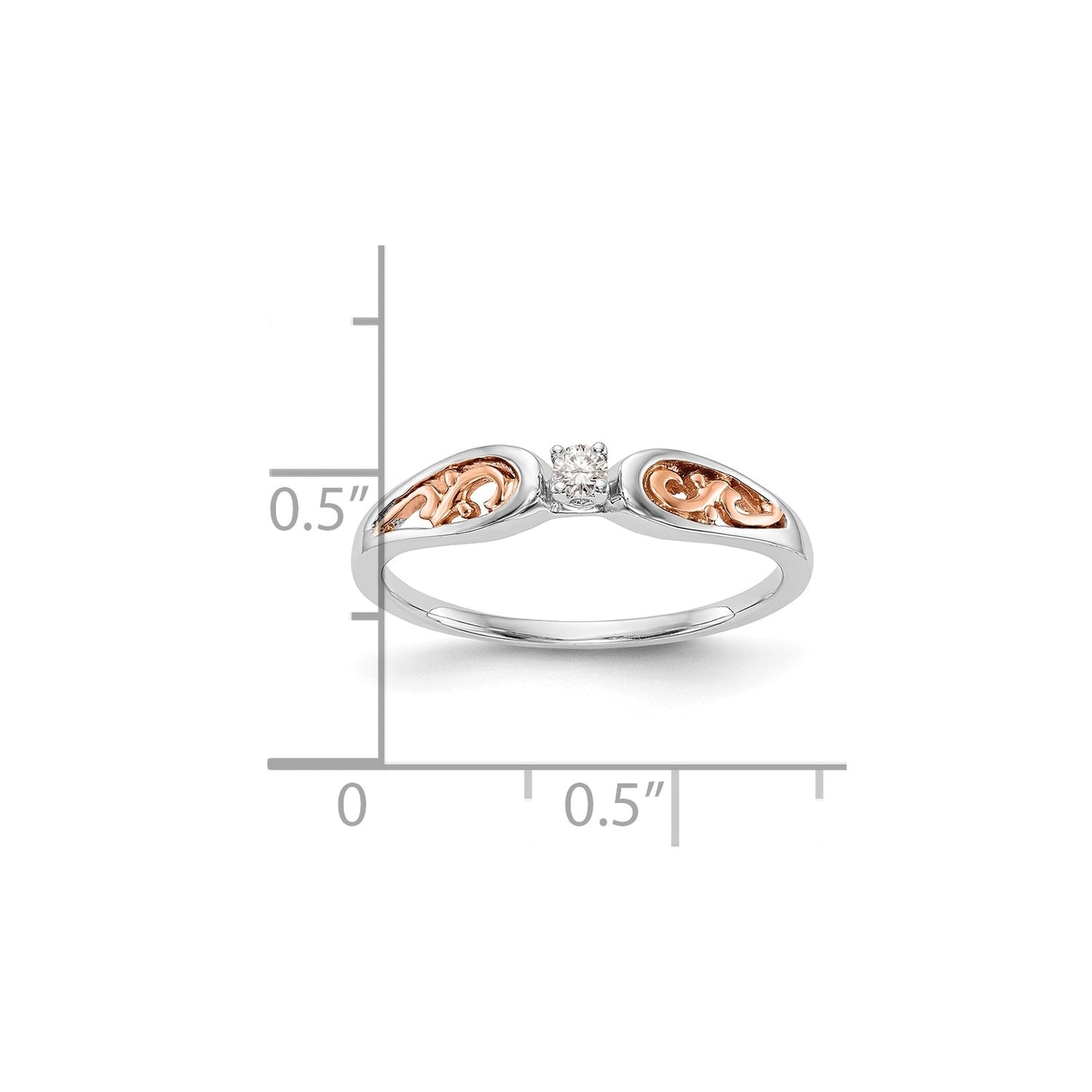 First Promise 14k White and Rose Gold Filigree 1/20 carat Round Diamond Complete Promise/Engagement Ring