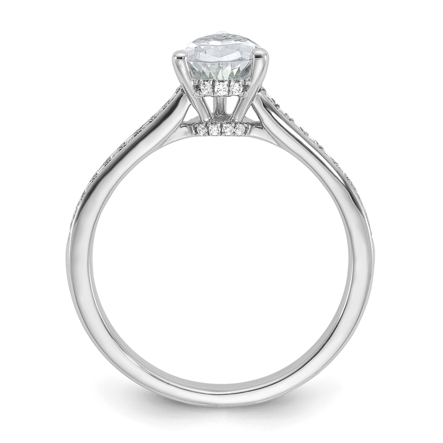 True Origin 14k White Gold 1/4 carat Lab Grown Diamond VS  D E F  Semi Mount Pear Engagement Ring