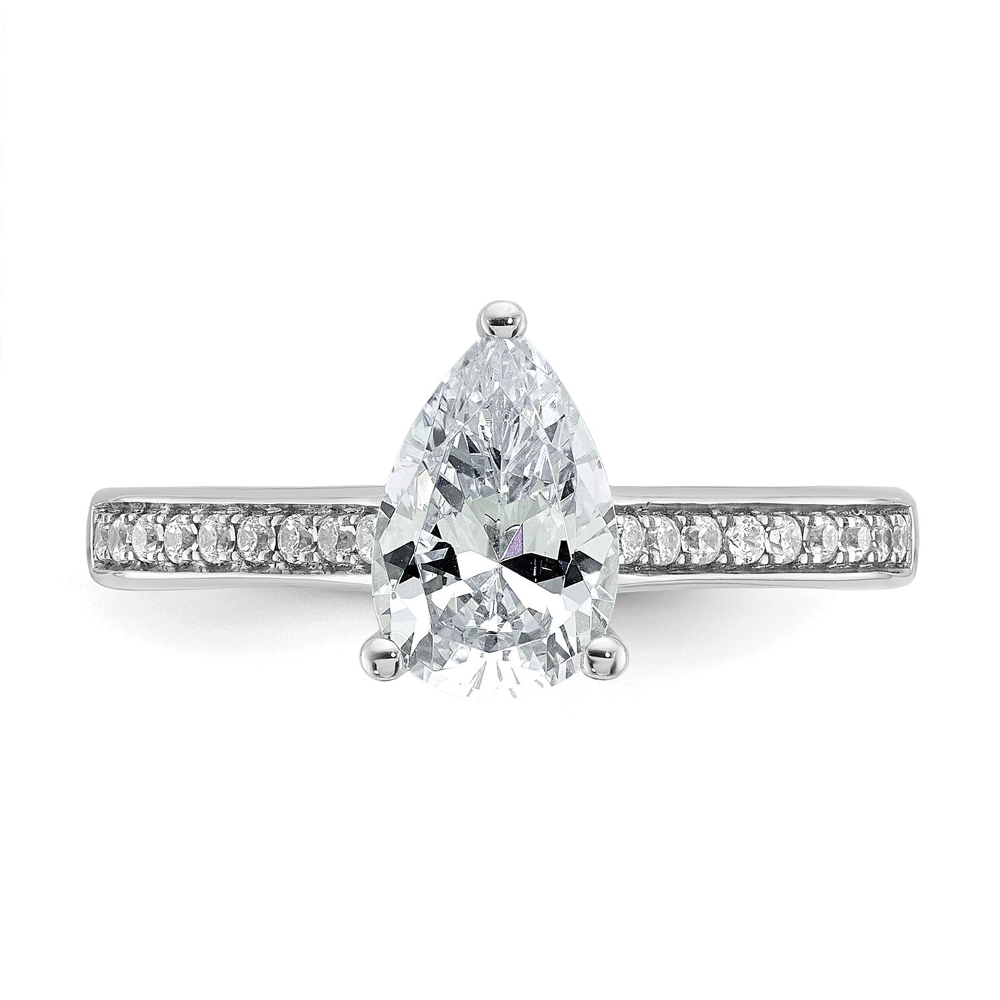 True Origin 14k White Gold 1/4 carat Lab Grown Diamond VS  D E F  Semi Mount Pear Engagement Ring