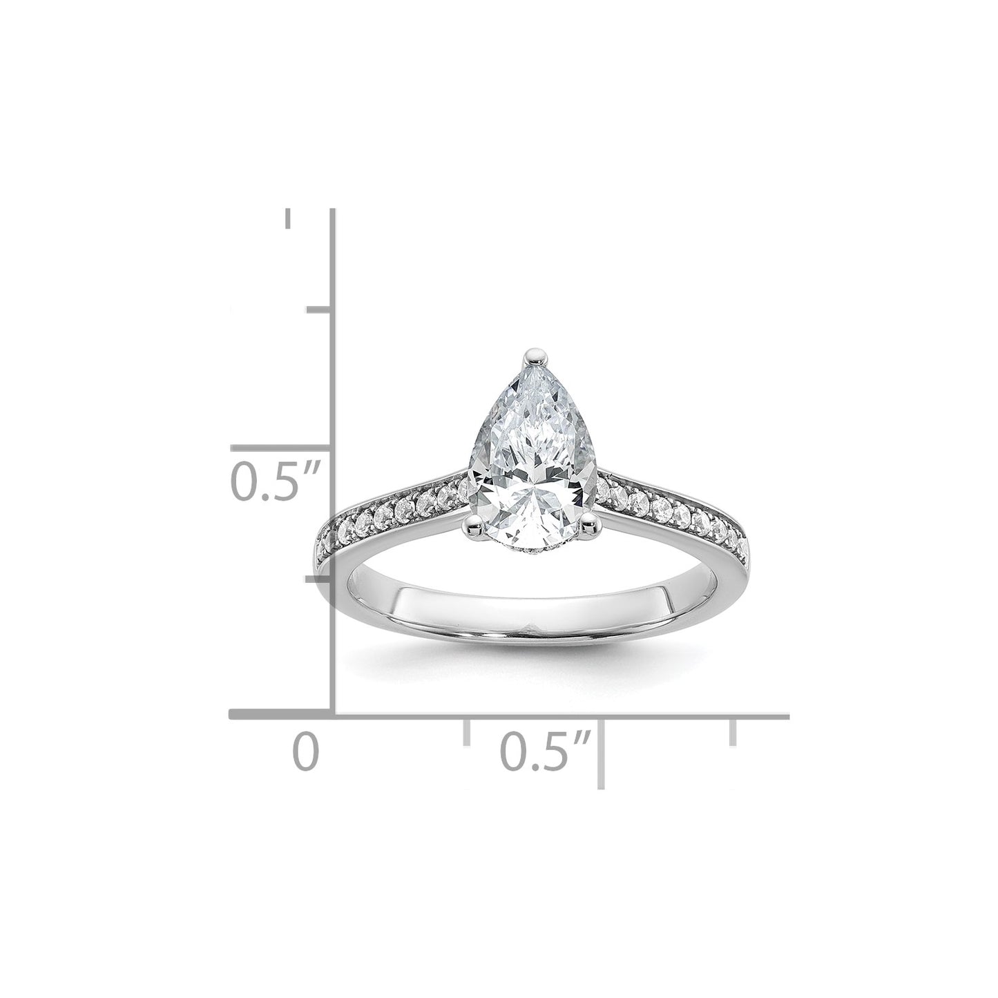 True Origin 14k White Gold 1/4 carat Lab Grown Diamond VS  D E F  Semi Mount Pear Engagement Ring