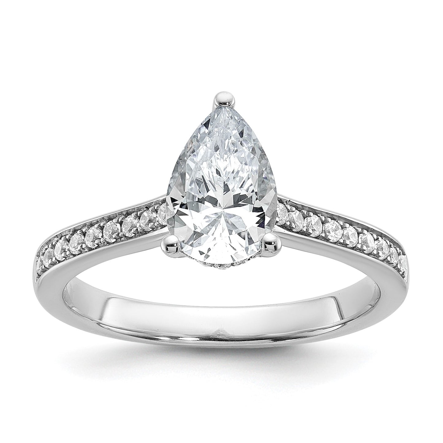 True Origin 14k White Gold 1/4 carat Lab Grown Diamond VS  D E F  Semi Mount Pear Engagement Ring