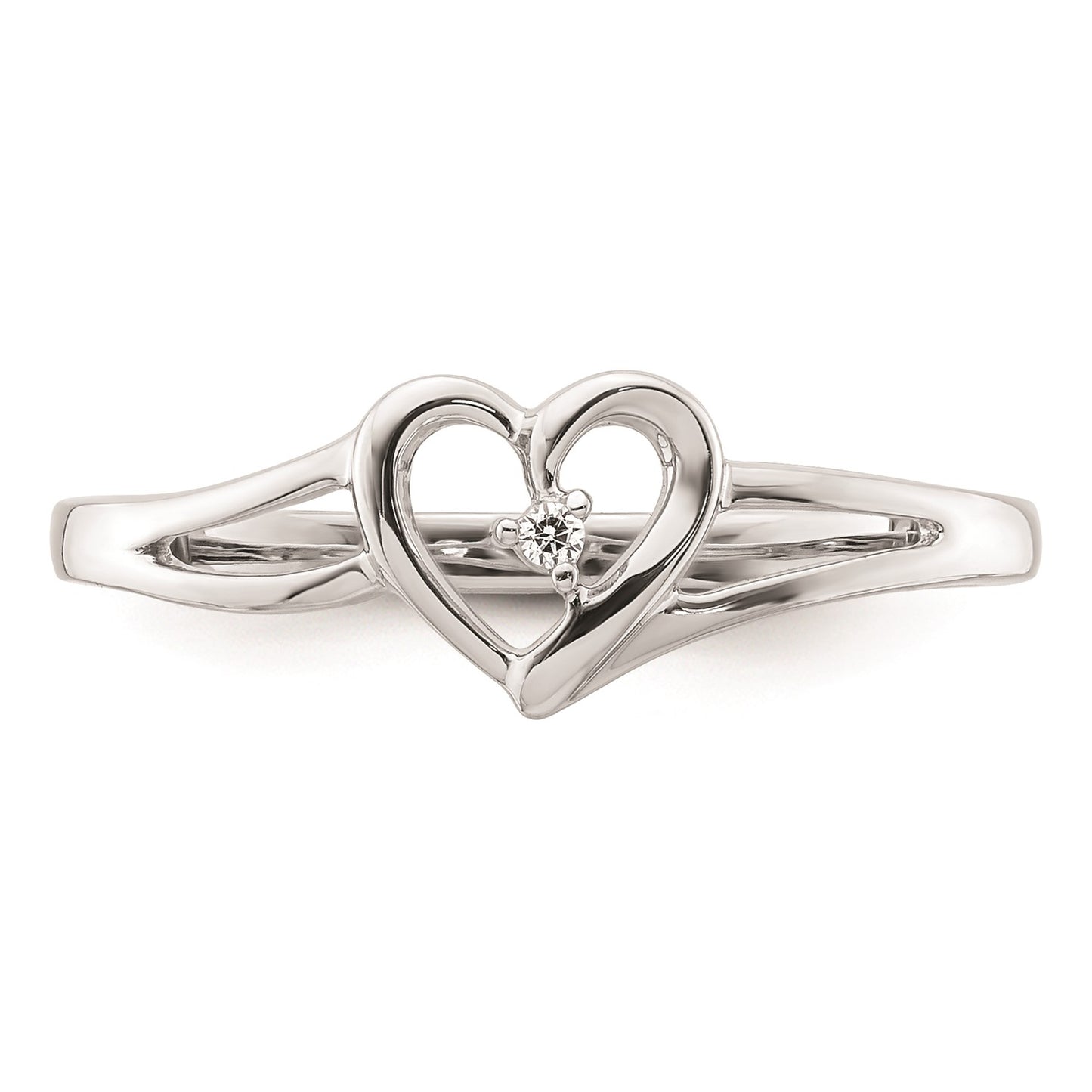 First Promise 14k White Gold Heart .01 carat Round Diamond Complete Promise/Engagement Ring