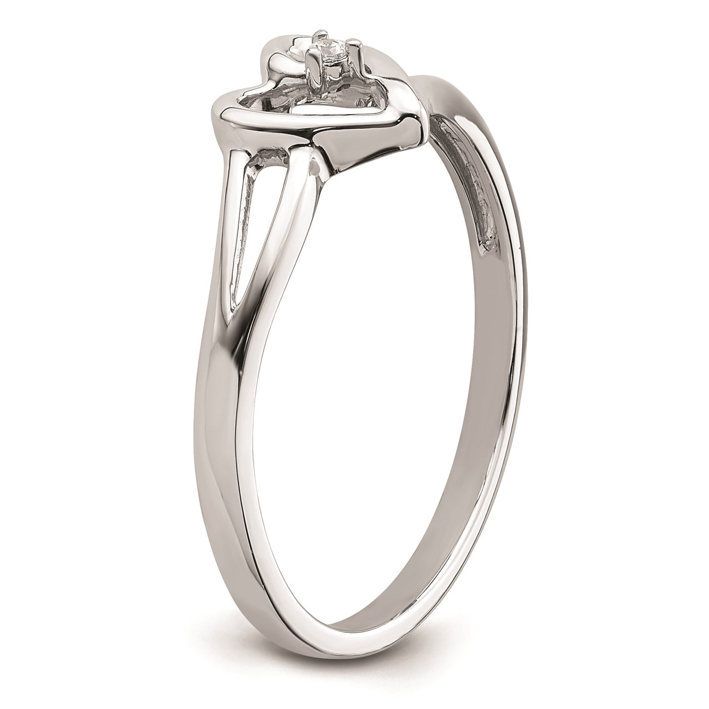 First Promise 14k White Gold Heart .01 carat Round Diamond Complete Promise/Engagement Ring