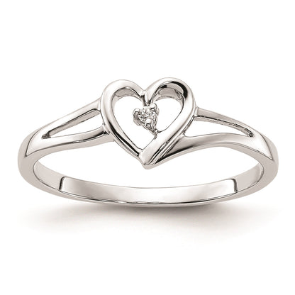 First Promise 14k White Gold Heart .01 carat Round Diamond Complete Promise/Engagement Ring