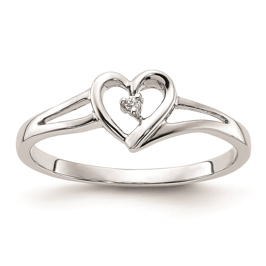 First Promise 14k White Gold Heart .01 carat Round Diamond Complete Promise/Engagement Ring