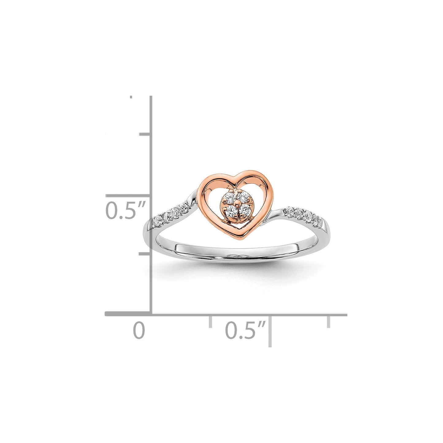 First Promise 14k White and Rose Gold Heart Cluster 1/10 carat Diamond Complete Promise/Engagement Ring