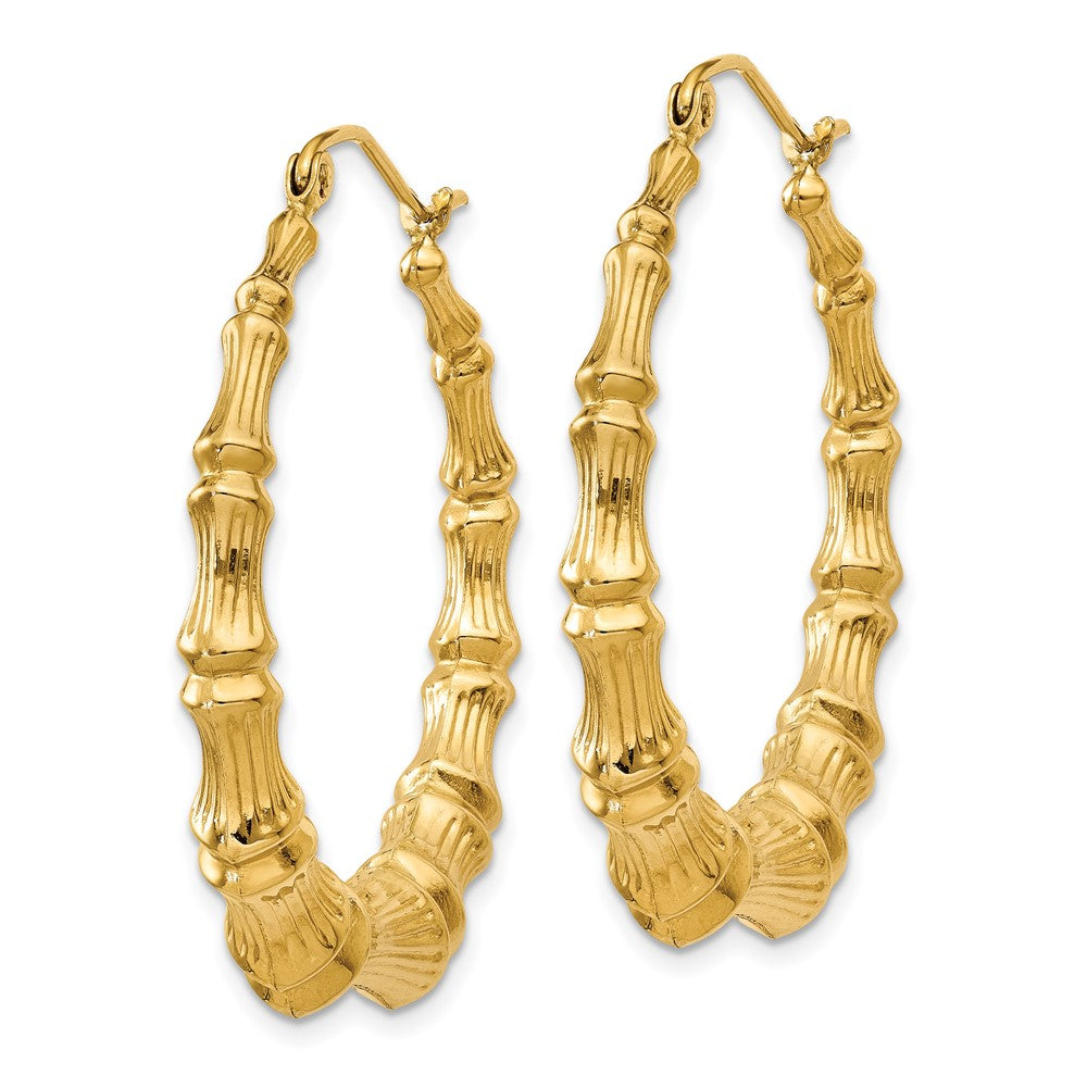GE 14k Polished Bamboo Hoop Earrings