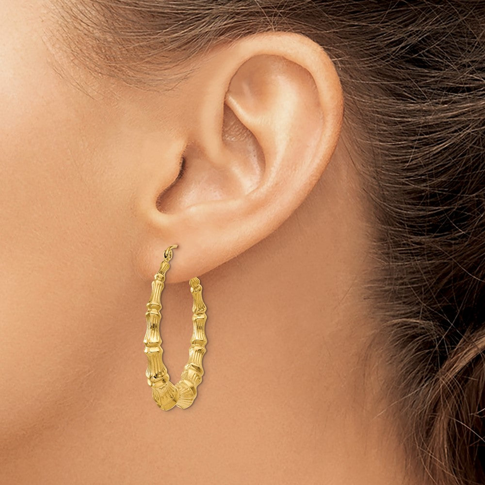 GE 14k Polished Bamboo Hoop Earrings